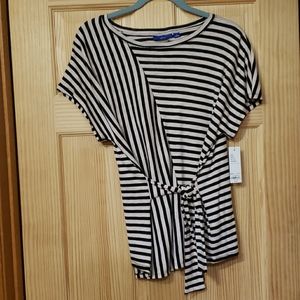 Black striped top with tie front